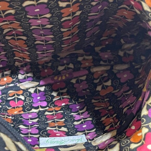 Vera Bradley Medium Suzani Hipster Crossbody Purse Floral Black Pink - Picture 4 of 5
